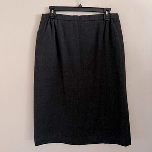 Vintage Orvis 100% Wool Midi Skirt 90s A-line Charcoal Grey Women’s Size 12P